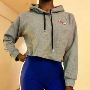 Grey Crop Top Hoodie